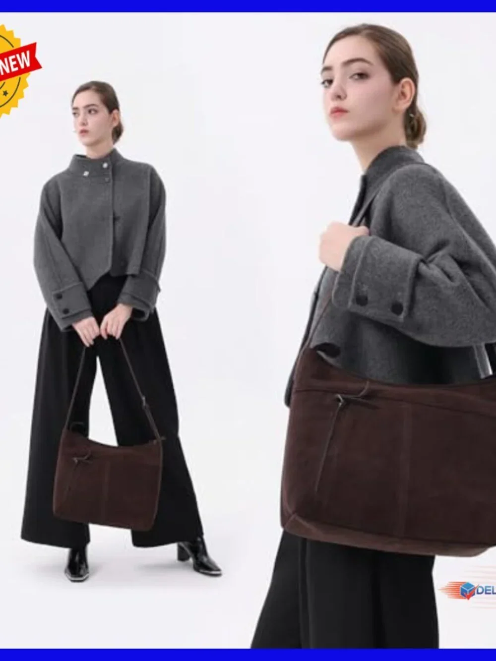 Genuine Suede Leather Hobo Shoulder Bag Adjustable Crossbody Tote